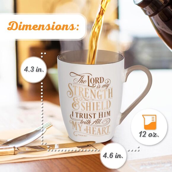 Caramel Brown Ceramic Coffee Mug – 12 oz. Lead and Cadmium-free Inspirational Sc - Picture 2 of 6